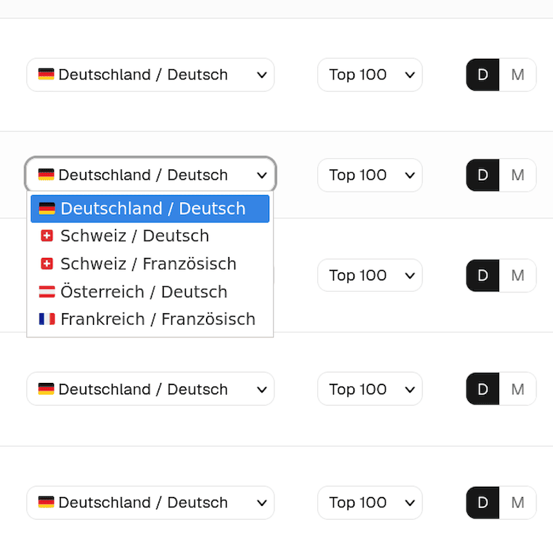 Sprachauswahl SERP Checker